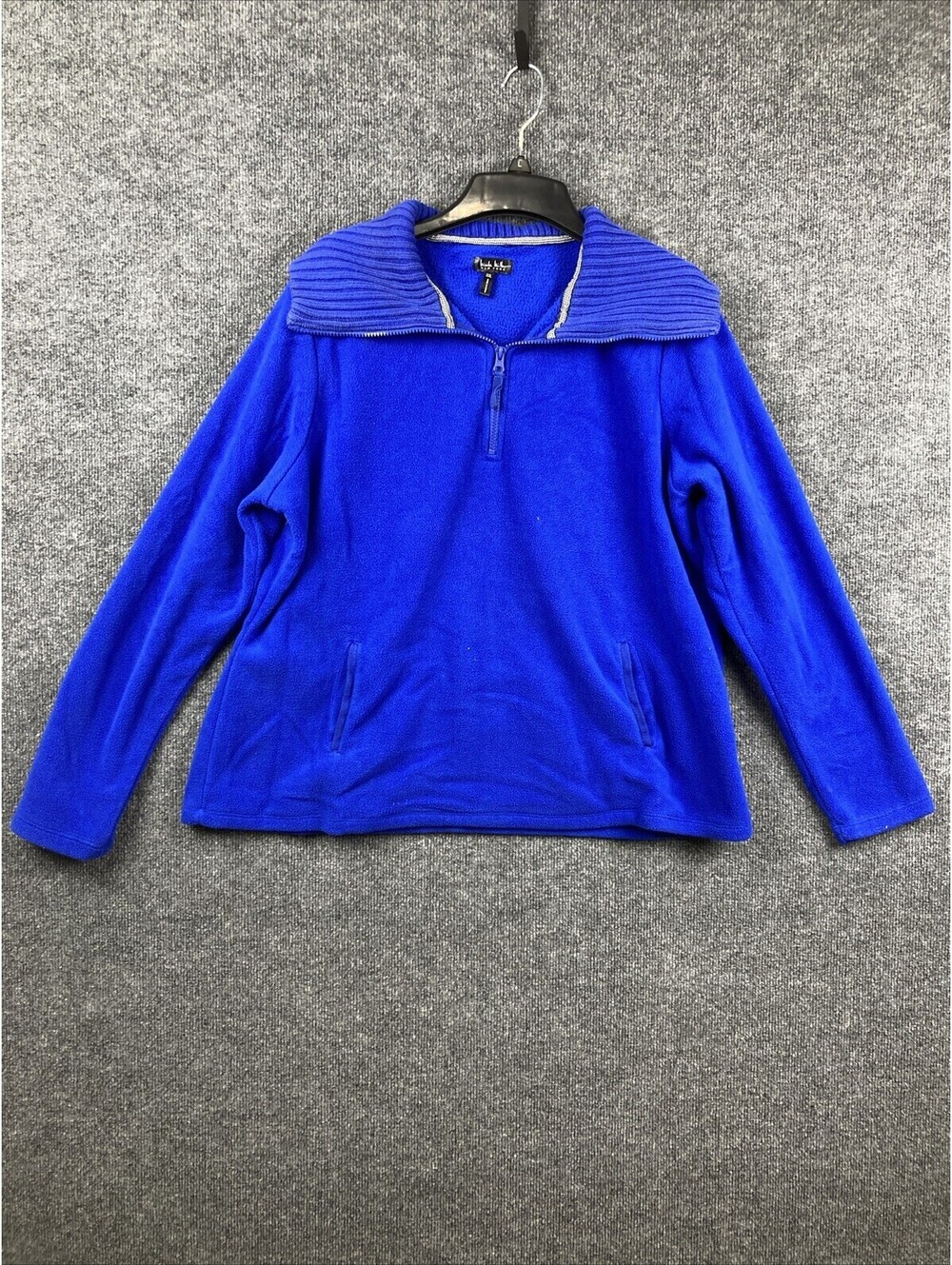 Nicole Miller New York Womens Sz XXL Royal Blue 1/4 Zip Pullover Fleece Sweater